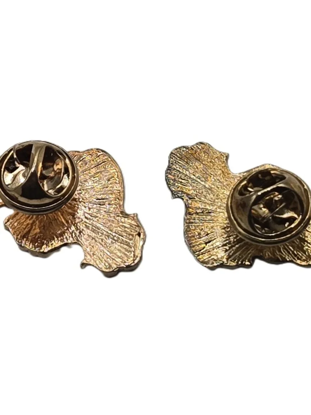 2 Enamel Tac Pins Yin Yang Koi Fish Black White Metal  Fashion Costume Jewelry